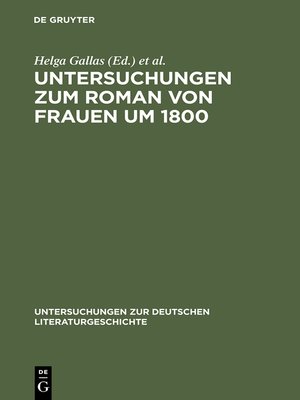 cover image of Untersuchungen zum Roman von Frauen um 1800